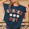 BiBi Strikeout Letter Patches Washed Short Sleeve Top - DEEP NAVY/RED