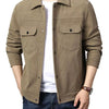 Men's Plus Size Casual Corduroy Snap-Down Jacket - Khaki