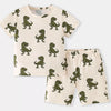 Children's Dinosaur Print Short Sleeve Tee and Shorts Set - Cream