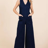 Mittoshop Sleeveless Wide Leg Denim Jumpsuit - Dk Denim