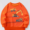 Children's Construction Vehicle Crew Neck Sweatshirt - Orange