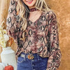 And The Why Choker Neck Dolman Sleeve Snake Print Top - Animal