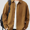 Men's Plus Size Button Up Long Sleeve Shirt - Coffee Color