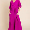 BOMBOM Surplice Maxi Dress with Pockets - Magenta
