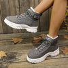 Plush Lining Lace Up Boots - Dark Gray