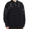 Men's Plus Size Letter Print Polo Collar Sweatshirt - Black