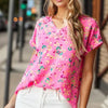 Heimish Full Size Animal print V-Neck Short Sleeve T-Shirt Plus Size - Pink Multi