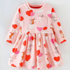 Children's Animal Heart Balloon Print Long Sleeve Dress - Dusty Pink