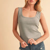 Aemi+Co Square Neck Wide Strap Tank - HEATHER GRAY