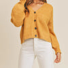 MABLE Long Sleeve Button Down Sweater Cardigan - Mustard