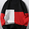 Men's Plus Size Color Block Round Neck Sweater - Black