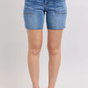 Judy Blue Full Size Mid Rise Bermudas Denim Shorts W/ Back Flap Pockets Plus Size - MD