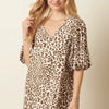 Mittoshop Animal Print Puff Sleeve Mini Dress - OLIVE