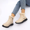 Faux Fur Buckle Boots - Ivory