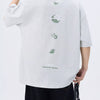 Men's Plus Size Round Neck Short Sleeve T-Shirt - White Flower Ash