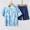 Children's Geometric Print Quick Dry Tee and Shorts Set - Sky Blue