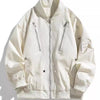 Men's Plus Size Casual Zipper Front Bomber Jacket - White