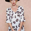 BiBi Leopard Printed V Neck Woven Top with Ruffled - LEOPARD