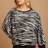 Umgee Zebra Striped Fleece Pullover Sweater Shirt - ZEBRA