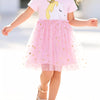 Children's Unicorn Princess Star Tulle Dress - Blush Pink