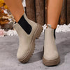 Round Toe Platform Boots - Ivory