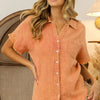 BiBi Mineral Washed Buttoned Up Shirt Top - VINTAGE APRICOT