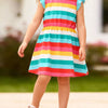 Children's Colorful Striped Ruffle Sleeve Dress - Multicolor