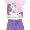 Children's Unicorn Graphic Tee and Shorts Set - Blue Purple
