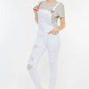 Kancan Distressed Skinny Denim Overalls - White