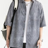 Men's Plus Size Casual Tie-dye Short Sleeve Shirt - Grey