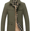 Men's Plus Size Casual Plaid Lined Warm Jacket - Army Green