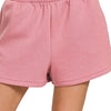 Zenana Scuba Elastic Waistband Dolphin Shorts - LT ROSE