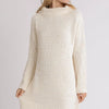Umgee Full Size High Low Long Sleeve Boucle Sweater Dress Plus Size - Cream