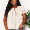 Double Take Crochet Buttoned Short Sleeves Top - Light Yellow