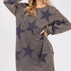 SAGE + FIG Washed Star Print Round Neck Dress - Dark Gray