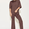 Basic Bae Full Size Bamboo Drop Shoulder T-Shirt and Flare Pants Set - Chocolate