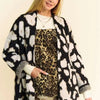 Davi & Dani Leopard Open Front Long Sleeve Cardigan - Black