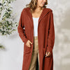 Basic Bae Full Size Hooded Sweater Cardigan - Rust