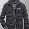Men's Plus Size Casual Corduroy Zip Up Jacket - Dark Gray