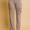Love Tree High Rise Cargo Pants with Pockets - Taupe
