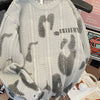 Men's Plus Size Distressed Hem Knitted Sweater - Gray