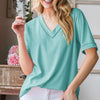 Heimish Full Size V-Neck Half Sleeve T-Shirt Plus Size - Mint Blue