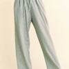 Davi & Dani Rhinestone Elastic Waist Wide Leg Pants - Gray