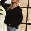 ADORA Loose Fit V Neck Knit Top - BLACK
