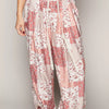 POL Drawstring Floral Patchwork Wide leg Pants - ROSE MULTI