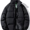 Men's Plus Size Zip Up Stand Collar Puffer Jacket - Black