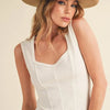Aemi + Co Exposed Seam Ribbed Wide Strap Tank - White