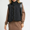 Umgee Quilted Snap-Front Puffer Vest - Black