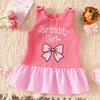 Children's Plaid Hem Corduroy Sleeveless Dress - Pink Bow