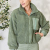 Heimish Full Size Zip Up Collared Neck Jacket - Sage